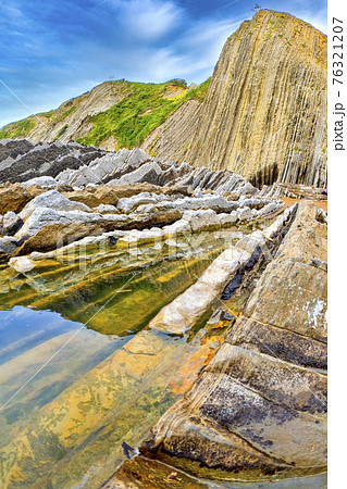 Steeply tilted Layers of Flysch, Basque Coast UNESCO Global Geopark, Spain Steeply tilted Layers of Flysch, Basque Coast UNESCO Global Geopark, Spain 76321207