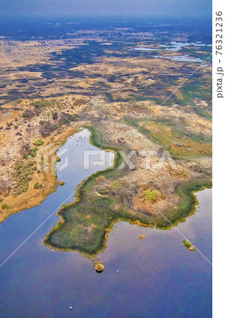 Aerial view, Okavango Wetlands, Okavango Delta, Botswana 76321236