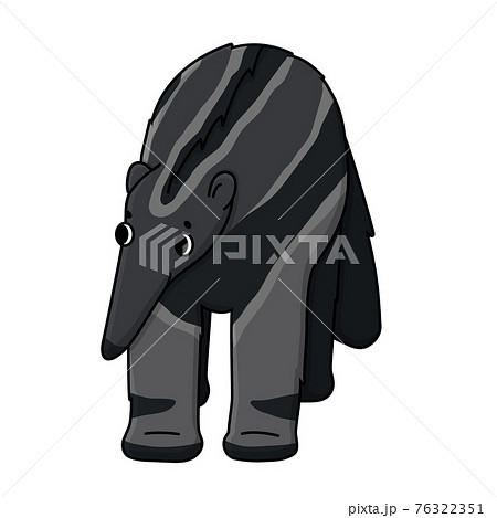 Gray Vector outline cute cartoon isolated interested ant-eater or anteater with big eyes. Animal looks to the left and stands. Hand drawn doodle illustration on white background, front view. Gray Vector outline cute cartoon isolated interested ant-eater or anteater with big eyes. Animal looks to the left and stands. Hand drawn doodle illustration on white background, front view. 76322351