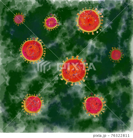 水彩風コロナウィルス緑背景 2 corona virus, green background 2 76322811