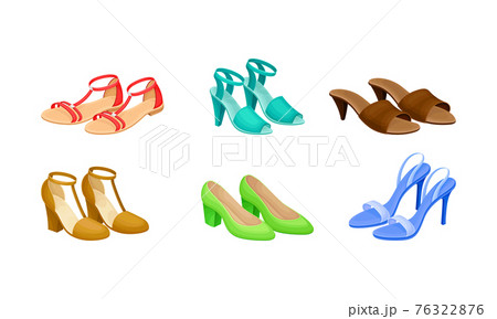Womens Shoes with High Heels and Flat Sole Vector Set Womens Shoes with High Heels and Flat Sole Vector Set 76322876