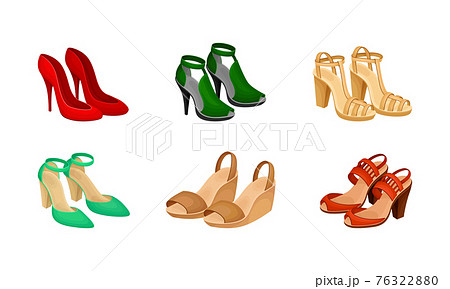 Pairs of Women Shoes with High Heels Vector Set Pairs of Women Shoes with High Heels Vector Set 76322880