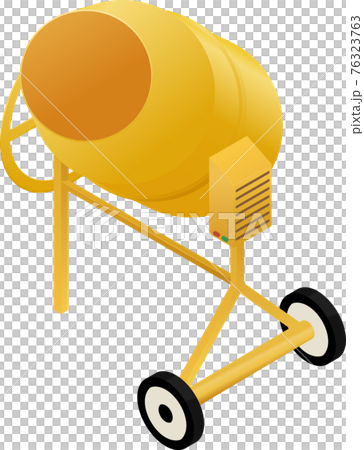 Isometric yellow concrete mixer isolated on white 76323763