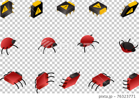 Computer bug isometric icon set isolated on white Computer bug isometric icon set isolated on white 76323771