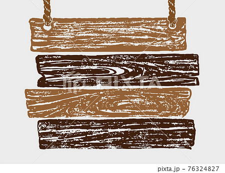 レトロな木目の看板イラスト のイラスト素材