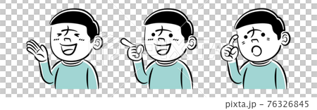 紹介や指さし 悩んでいる少年のツートンイラストのイラスト素材