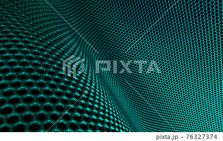 horizontal green flexible bend abstract trellised or cellular background 76327374