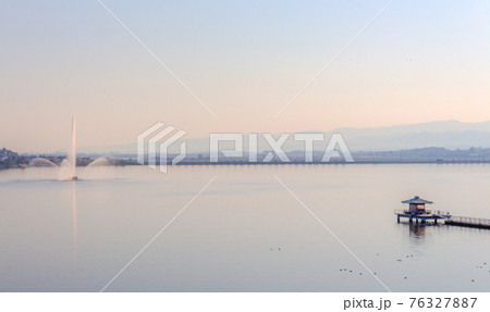 Lake Shibayamagata, Ishikawa Prefecture, Japan. 76327887