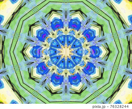 青い花の模様の爽やかな壁紙のイラスト素材
