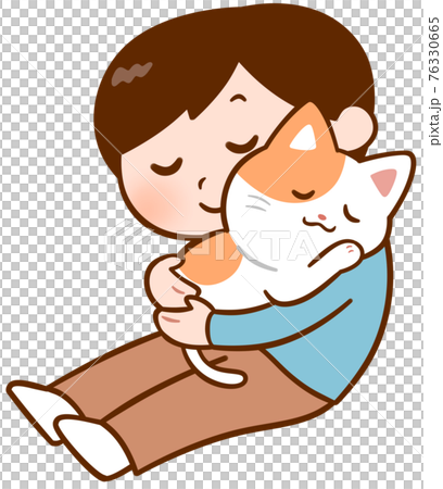 猫を抱く男性 76330665