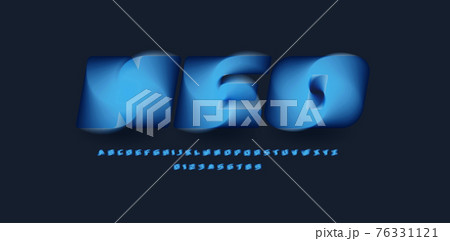 3D Magic alphabet, twisting and blending funnel, blue hurricane font for modern logo, headline, monogram, creative lettering, typography and label. Ice cubes letters vector typographic design 76331121