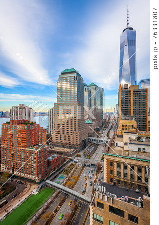 New York, New York, USA financial district cityscape over the West Side Highway New York, New York, USA financial district cityscape over the West Side Highway 76331807