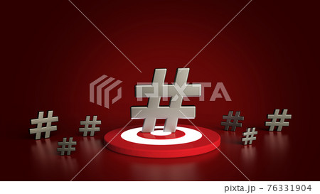 Group Of Hashtag Icon Isolated On Red のイラスト素材