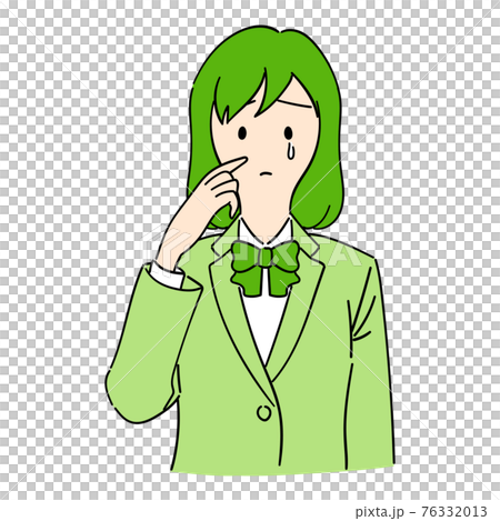 A female student who is sad and wipes her tears 76332013