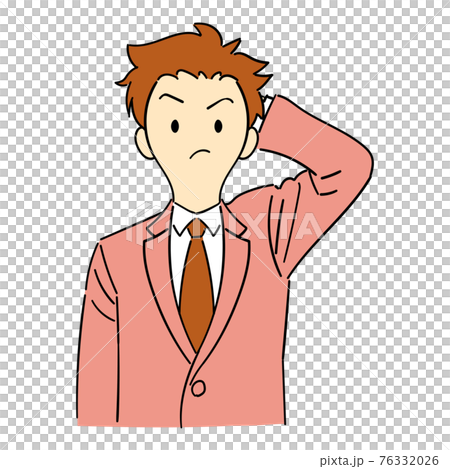 怒って頭をかく男子学生のイラスト素材