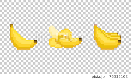Pixel art banana icons set. Pixelated 8 bit or... - Stock Illustration ...
