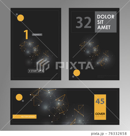 Abstract advertising on dark background. Vector design template. Poster design. Flat style vector design. Fashion advertising. Banner promotion brochure cover with connect dots and lines 76332658