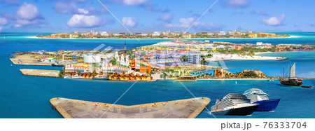 Collage about Aruba - Dutch province Oranjestad - beautiful Caribbean Island. 76333704