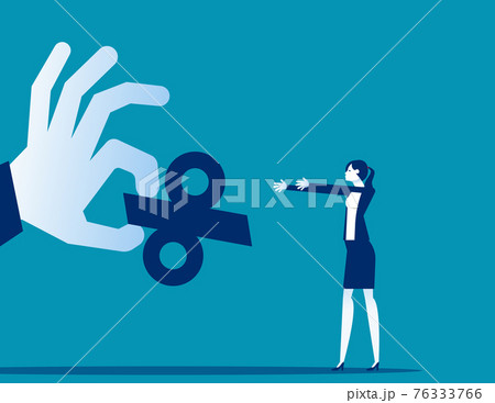 Big hand giving a percentage sign to business person 76333766