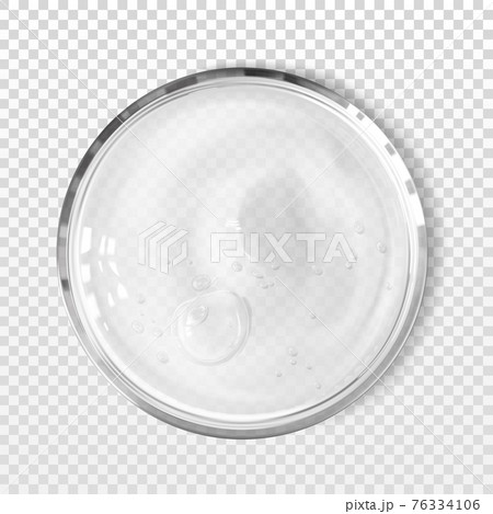 Aloe vera gel in petri dish isolated realistic vector illustration. Concept cosmetic skincare laboratory tests and research. Clear transparent  cosmetic texture 76334106