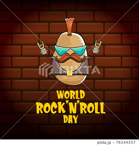 World Rock N Roll Day Poster With Potato のイラスト素材