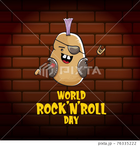 World Rock N Roll Day Poster With Potato のイラスト素材