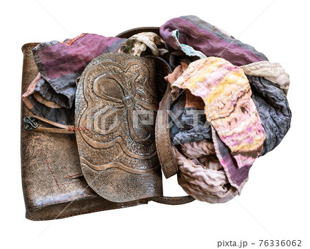 leather handbag with pattern wrapped of scarf 76336062