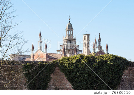 towers of Monastery Certosa di Pavia in spring 76336510