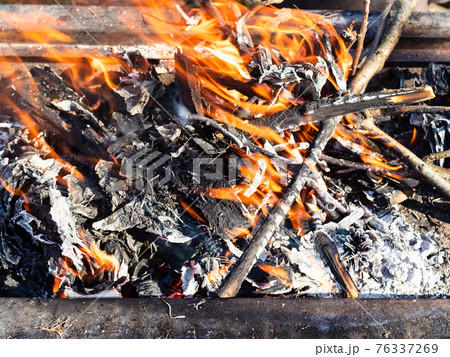 burning tree branches in outdoor brazier burning tree branches in outdoor brazier 76337269