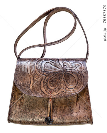 hand made carved leather handbag cut out 76337376