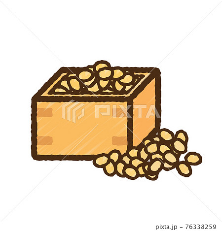 シンプルでかわいい大豆と枡のイラスト 手書き風のイラスト素材 シンプルでかわいい大豆と枡のイラスト 手書き風のイラスト素材