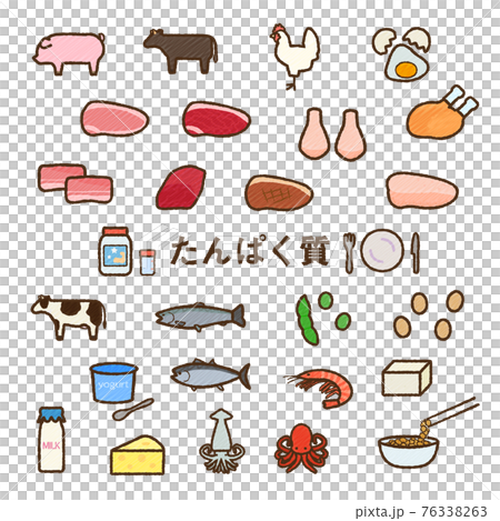 蛋白質食品插圖集手寫風格 蛋白質食品插圖集手寫風格 76338263