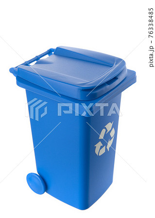 Plastic blue trash can isolated on white background 76338485