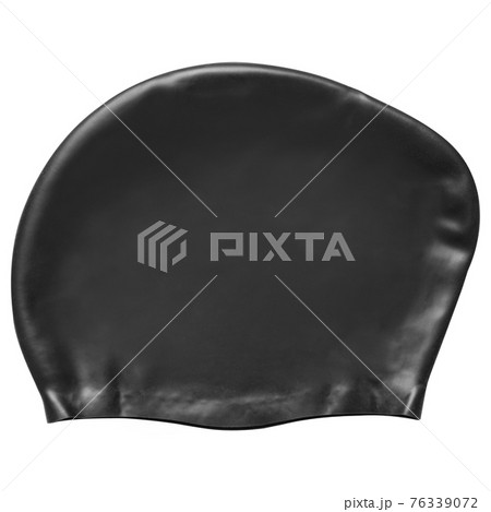 black rubber womens swimming cap, on white background black rubber womens swimming cap, on white background 76339072