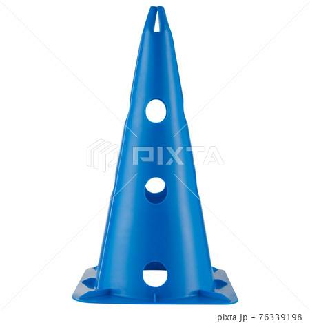 tall blue sports cone, stands on a white background 76339198