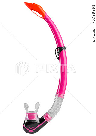 pink snorkel with top and bottom flaps, on a white background pink snorkel with top and bottom flaps, on a white background 76339891