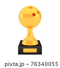 Winner bowling cup award on stand with empty plate, golden trophy logo isolated on white background 76340055