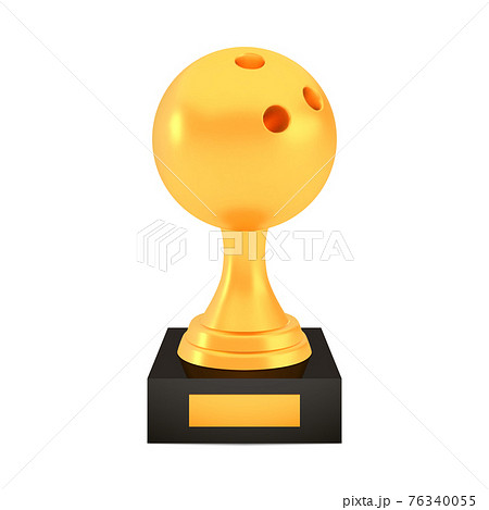 Winner bowling cup award on stand with empty plate, golden trophy logo isolated on white background Winner bowling cup award on stand with empty plate, golden trophy logo isolated on white background 76340055