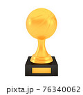 Winner basketball cup award on stand with empty plate, golden trophy logo isolated on white background 76340062
