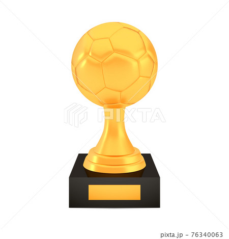 Winner football cup award on stand with empty plate, golden trophy logo isolated on white background Winner football cup award on stand with empty plate, golden trophy logo isolated on white background 76340063