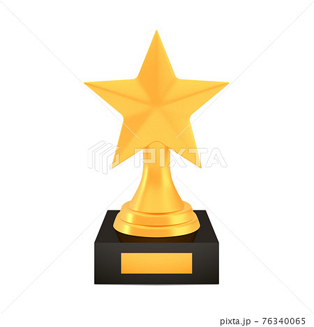 Winner star cup award on stand with empty plate, golden trophy logo isolated on white background Winner star cup award on stand with empty plate, golden trophy logo isolated on white background 76340065