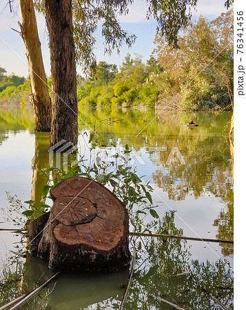 Athalassa Lake, Cyprus with beautifully lit water, and trees on a beautiful sunny afternoon Athalassa Lake, Cyprus with beautifully lit water, and trees on a beautiful sunny afternoon 76341456