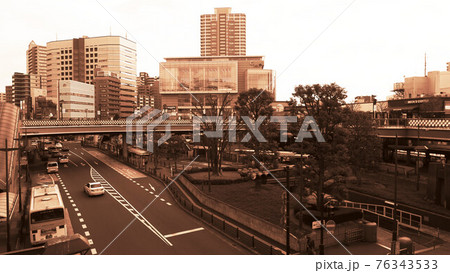 セピア調の世界(埼玉県川口市の風景・川口駅東口の風景) セピア調の世界(埼玉県川口市の風景・川口駅東口の風景) 76343533