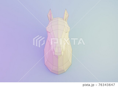 Paper sculpture of a polygonal Horse, folded paper animal trophy, papercraft, 3d render 76343647
