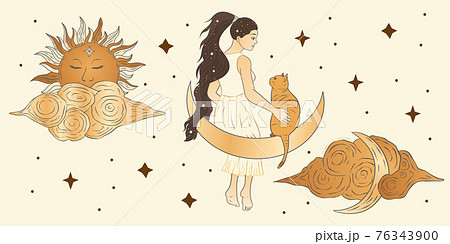 Celestial girl cat d astrology woman. Celestial girl cat d astrology woman. 76343900