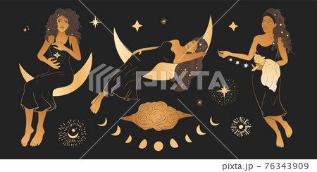 Celestial woman astrology feminine art. 76343909