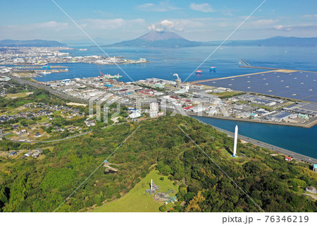 鹿児島市の錦江湾公園の上空から 鹿児島市の錦江湾公園の上空から 76346219