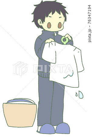 洗濯を手伝う少年（口なし） 76347194