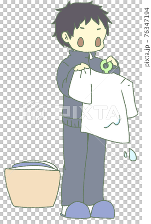 洗濯を手伝う少年（口なし） 76347194