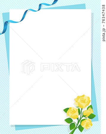 父の日の黄色いバラとリボンのイラストフレーム 3 4 縦位置のイラスト素材